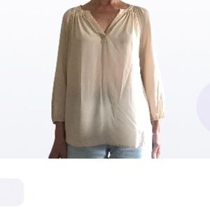 100% SILK  Cream Women's Blouse medium